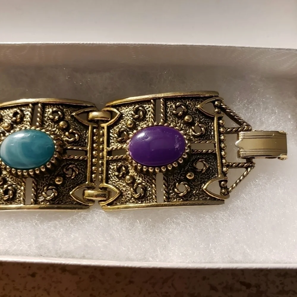 UPDATED AD Sarah Coventry Vintage 60's Bracelet Links Stones - Picture 14 of 16